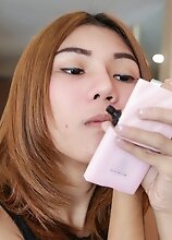 Skinny asian tgirl in glasses gets her first on screen fuck